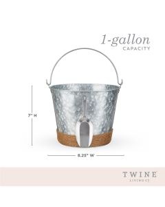 Jute Wrapped Galvanized Ice Bucket by Twine