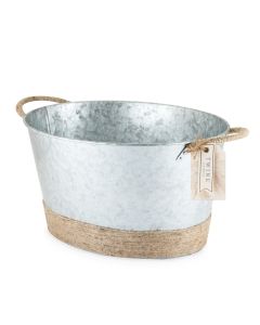 Jute Rope Wrapped Galvanized Tub by TwineÂ®