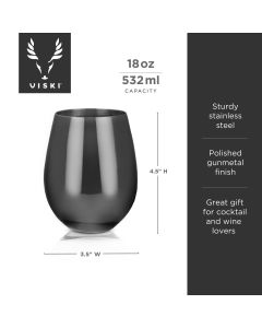 Gunmetal Stemless Wine Glasses by ViskiÂ®